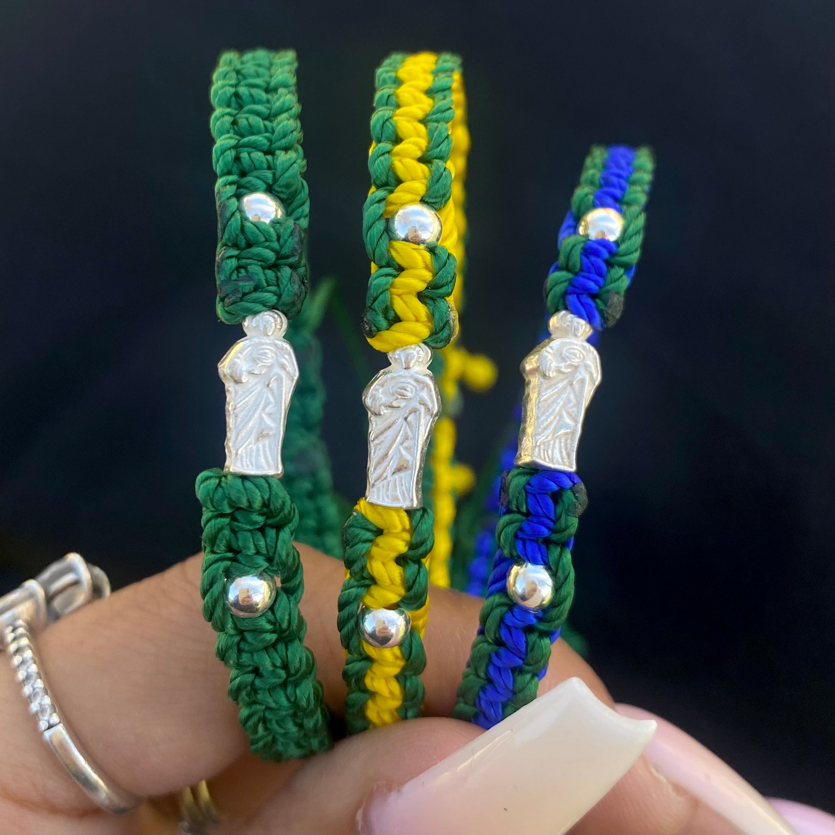 Mexican Gold San Judas Woven Bracelet adjustable -   Bangle bracelets  with charms, Crystal bead jewelry, Mexican jewelry bracelets