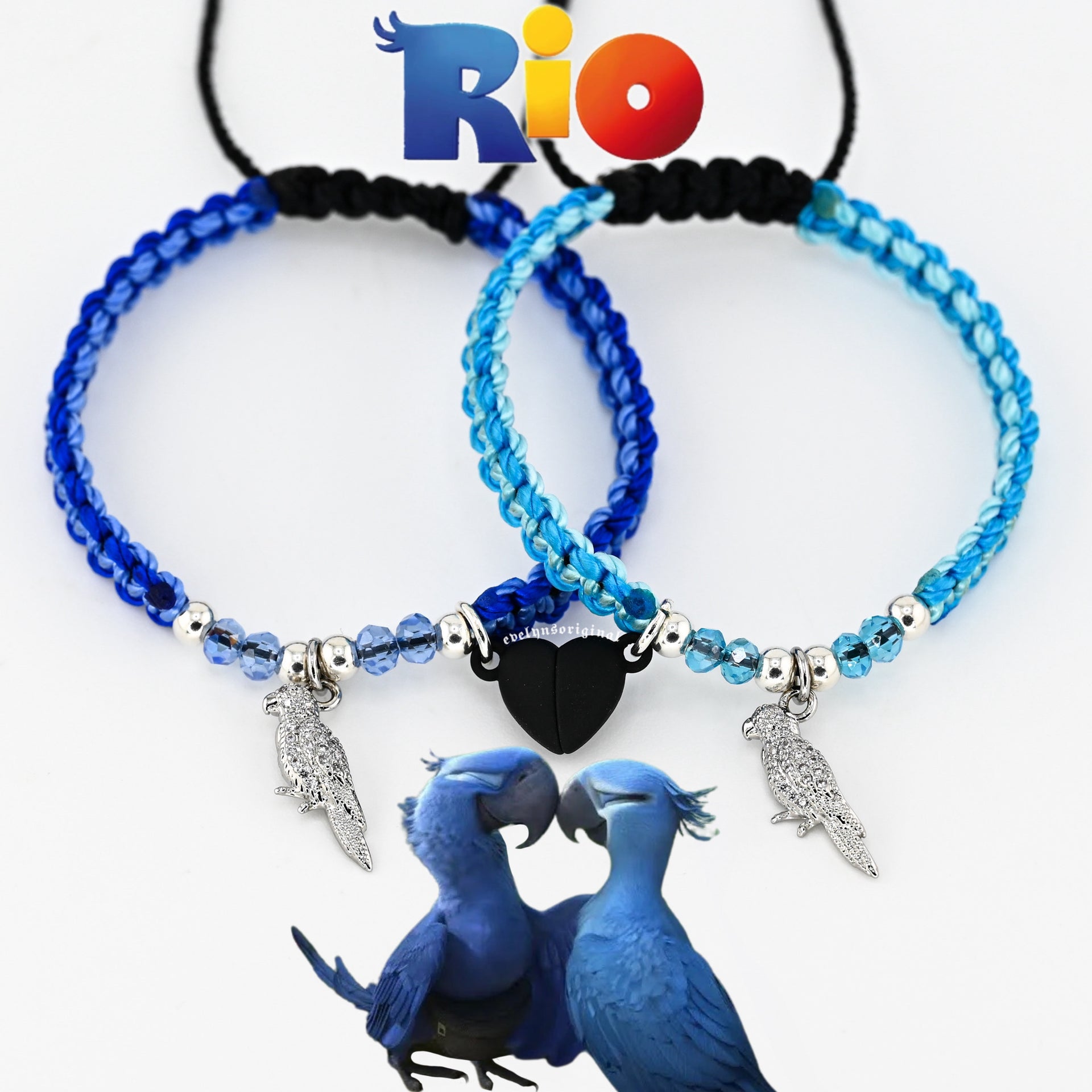 Lot de 2 bracelets porte bonheur couleur garçon